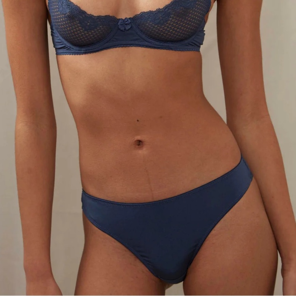TIMPA Alice Lace Thong in Dark Denim
